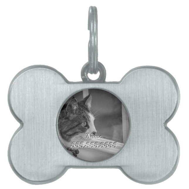 Dreaming Of Warmer Weather Grayscale Pet Tag (Front)