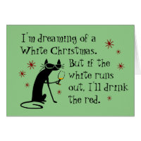 Dreaming of White Christmas Funny Wine Cat