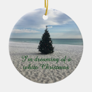 Dreaming of White Christmas Holiday on Beach Ceramic Ornament