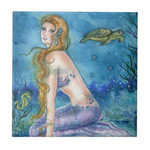 Dreaming on aquamarine tides by Renee Lavoie Tile
