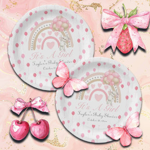 Dreaming Pink It's a Girl Baby Shower Paper Plates