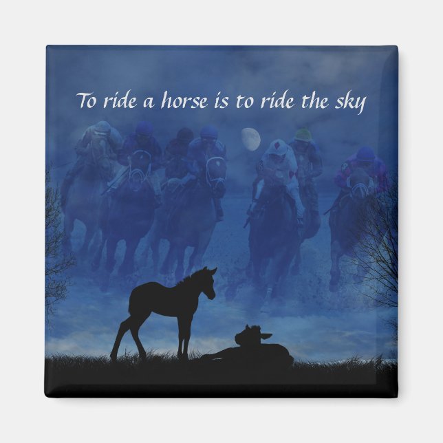 Dreaming Thoroughbred Racehorse Foals Magnet (Front)