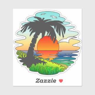 Dreaming Tropical Sunset Paradise, Exotic Beach Sticker