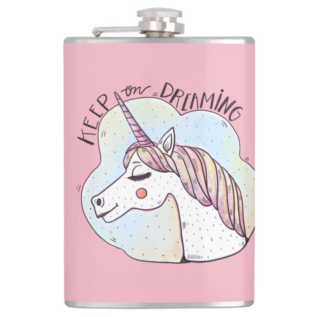 Dreaming Whimsical Unicorn Flask (Front)