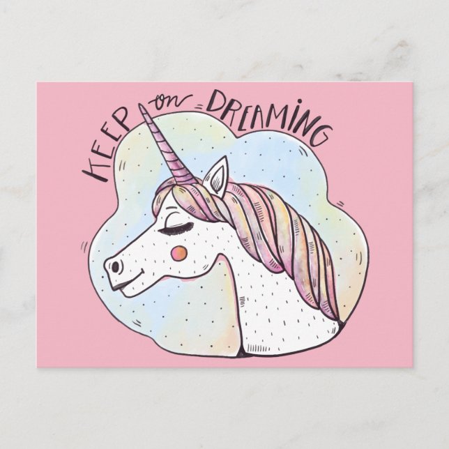 Dreaming Whimsical Unicorn Postcard (Front)