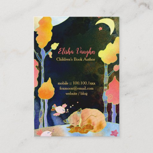 Customizable Dreaming Fox Business Cards