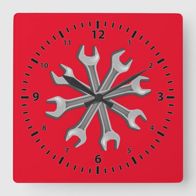 Dreaming Wrenches Square Wall Clock (Front)