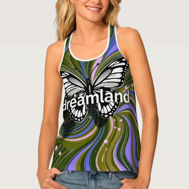 Dreamland Butterfly Psychedelic Tank Top (Front)
