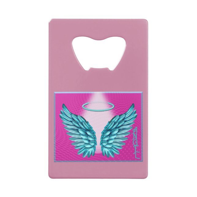 “Dreamlike Angelic Wings and Halo” Credit Card Bottle Opener (Front)