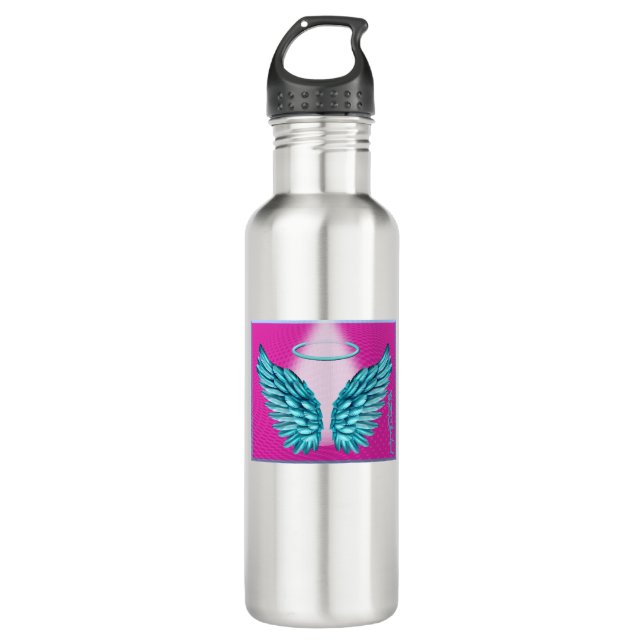 “Dreamlike Angelic Wings and Halo” Stainless Steel Water Bottle (Front)