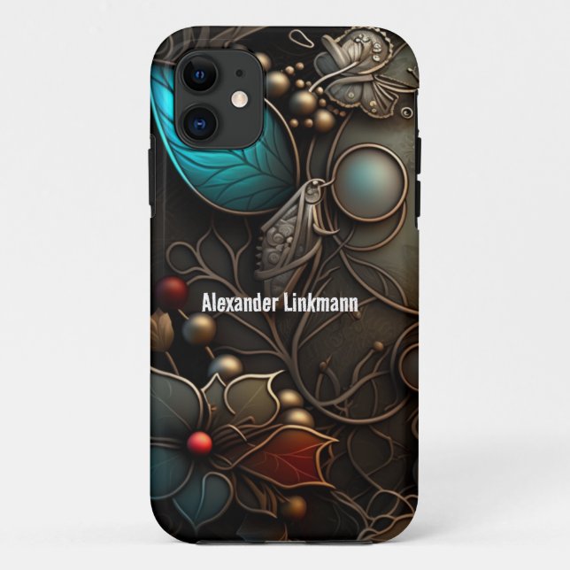 Dreamlike Bronze and Azure Metal  Case-Mate iPhone Case (Back)