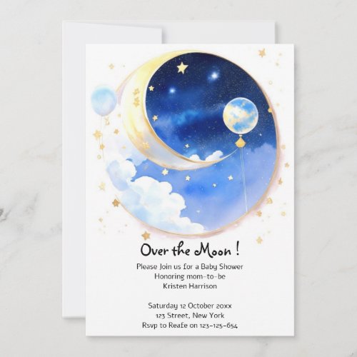 Dreamlike Celestial Space Boy Baby Shower Invitation