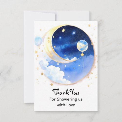Dreamlike Celestial Space Boy Baby Shower Thank You Card