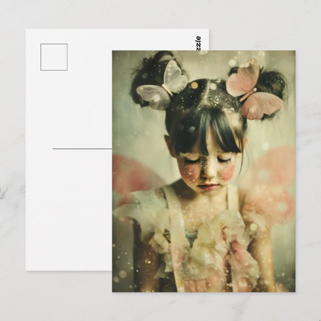 Dreamlike Children Portrait | Butterfly Whisper Postcard (Front/Back)