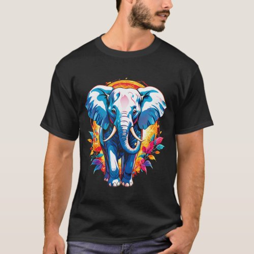 Dreamlike Elephant A Vibrant Modern Digital Art T_Shirt