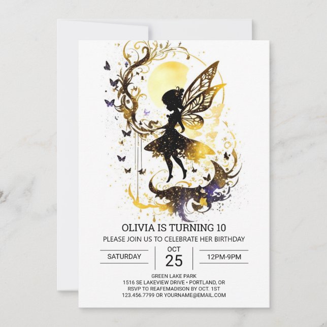 Dreamlike Fairy Garden Birthday Elegance Invitation (Front)