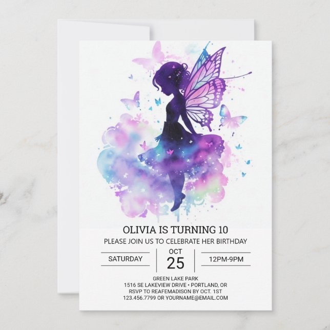 Dreamlike Fairy Garden Birthday Elegance Invitation (Front)