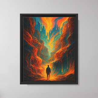 Dreamlike Fire and Teal Art Stretched Canvas Print