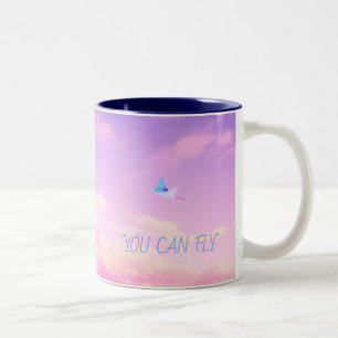Dreamlike Flying Sting Ray Two-Tone coffee mug