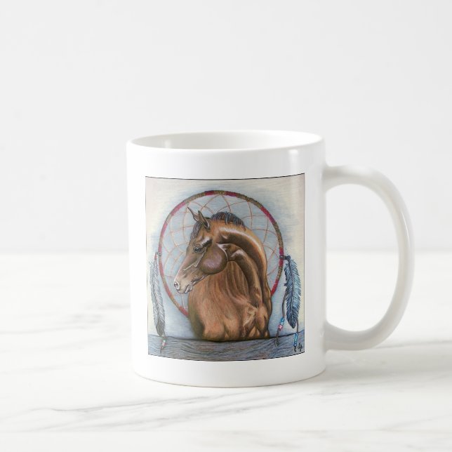 "DreamLike" Horse and dream catcher original art Coffee Mug (Right)