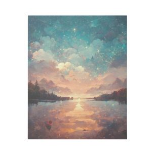 Dreamlike Lake And Sunset Landscape Painting Gallery Wrap