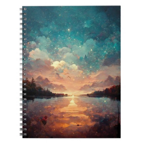Dreamlike Lake And Sunset  Landscape Painting Notebook