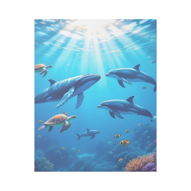 Dreamlike Luminous Waters, Ocean Wildlife Art  (Front)