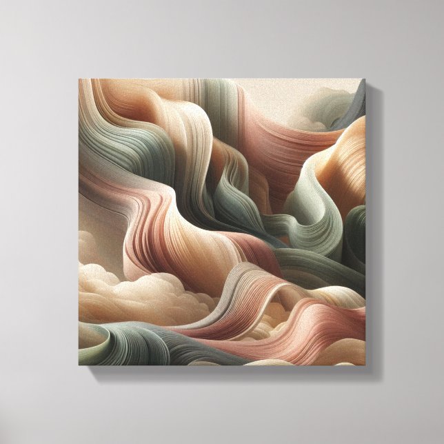 Dreamlike Ribbon Abstract Art in Earth Tones Canvas Print (Front)