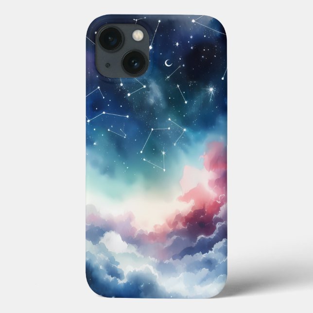 Dreamlike Watercolor Night Sky iPhone 13 Case  (Back)