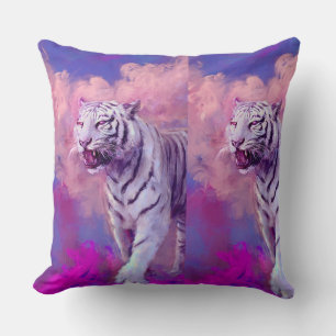 Dreamlike White Tiger Throw Pillow