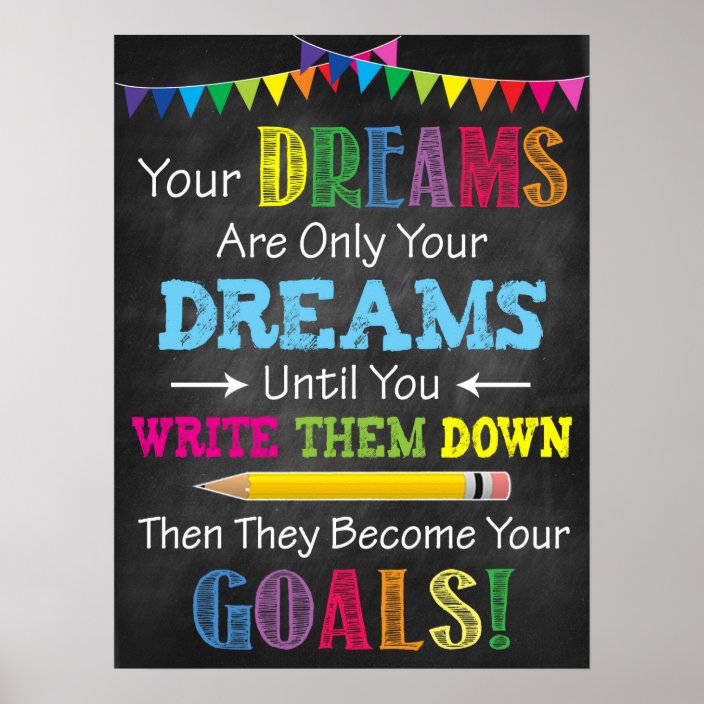 Dreams Become Goals Printable Poster | Zazzle.com