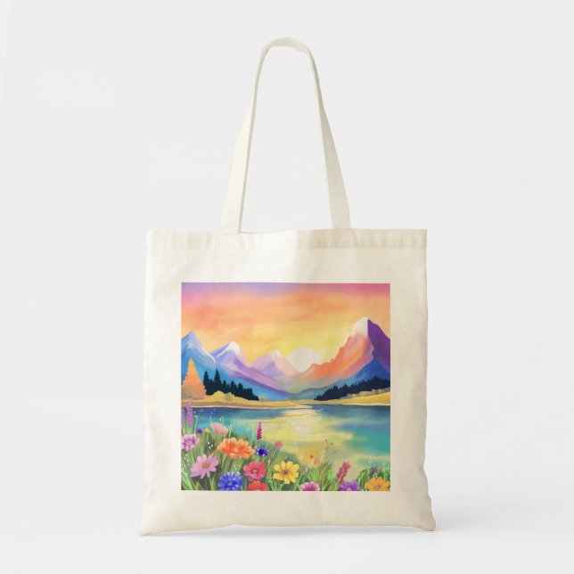 Dreams by the Mountains Lake Sanctuary Tote Bag (Front)