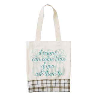 Dreams Can Come True Teal Slogan Dreamcatcher Zazzle HEART Tote Bag