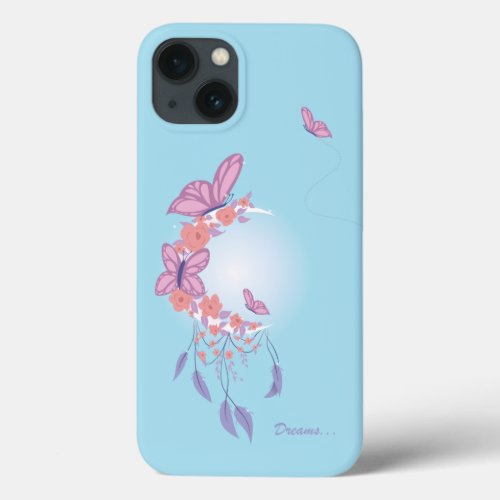 Dreams catcher with butterflies and flowers iPhone 13 case