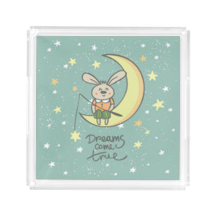 Dreams Come True   Bunny on the Moon Acrylic Tray