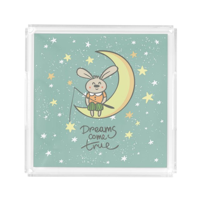 Dreams Come True | Bunny on the Moon Acrylic Tray (Front)