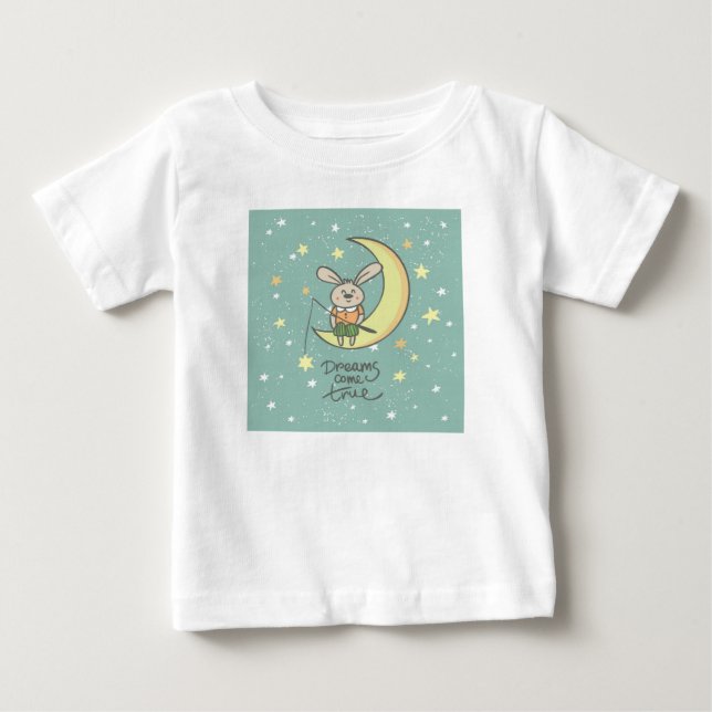 Dreams Come True | Bunny on the Moon Baby T-Shirt (Front)