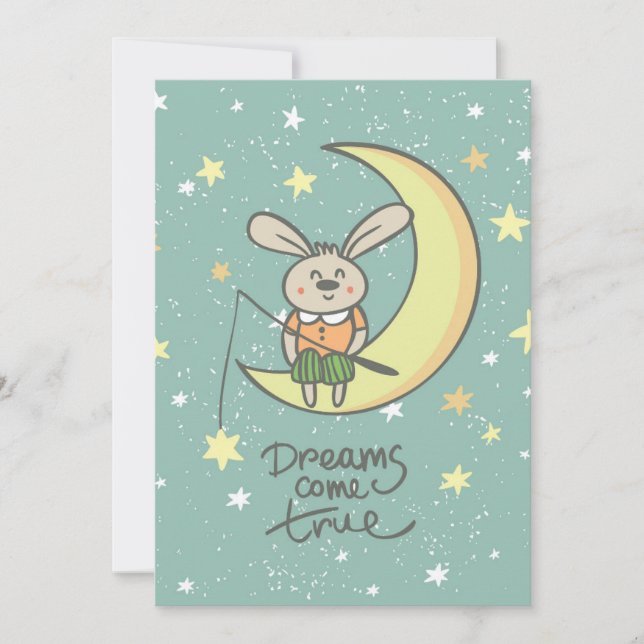 Dreams Come True | Bunny on the Moon Card (Front)