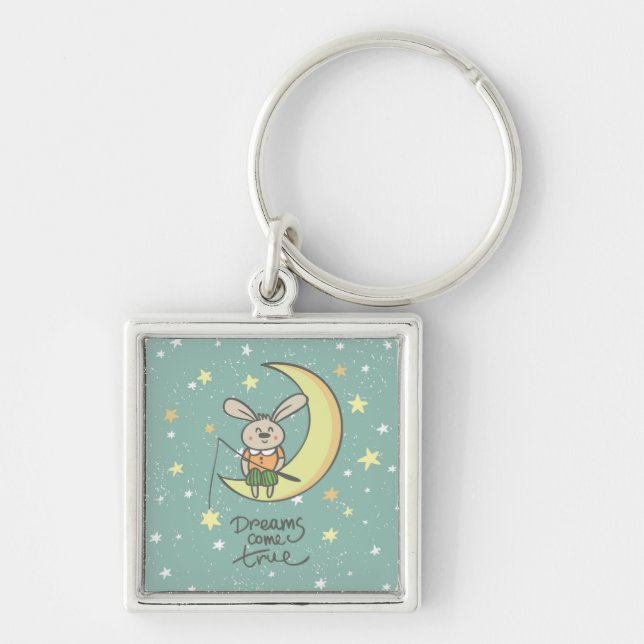 Dreams Come True | Bunny on the Moon Keychain (Front)