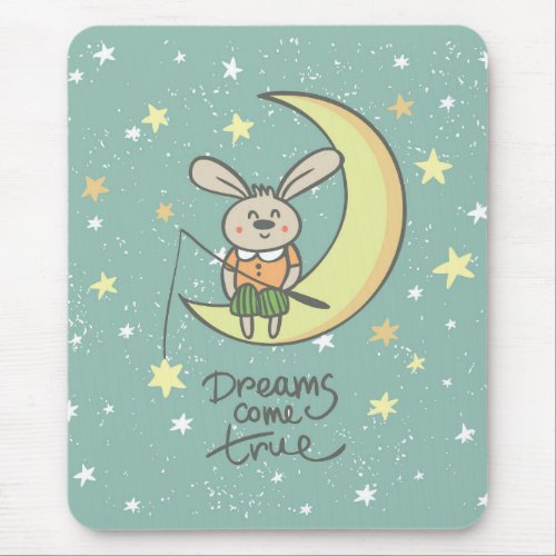 Dreams Come True  Bunny on the Moon Mouse Pad