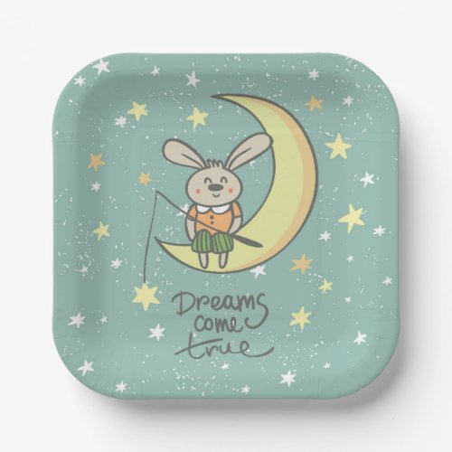 Dreams Come True  Bunny on the Moon Paper Plates