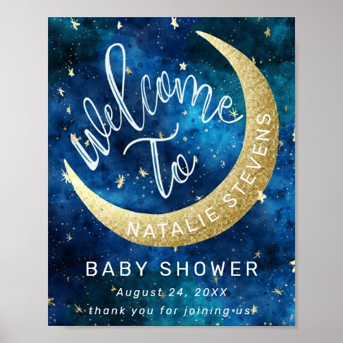 Dreams Come True Moon Stars Baby Shower Welcome Poster