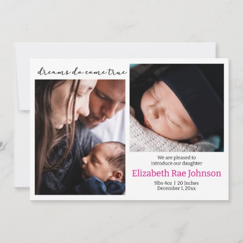 Dreams Come True Photo Baby Birth Announcement