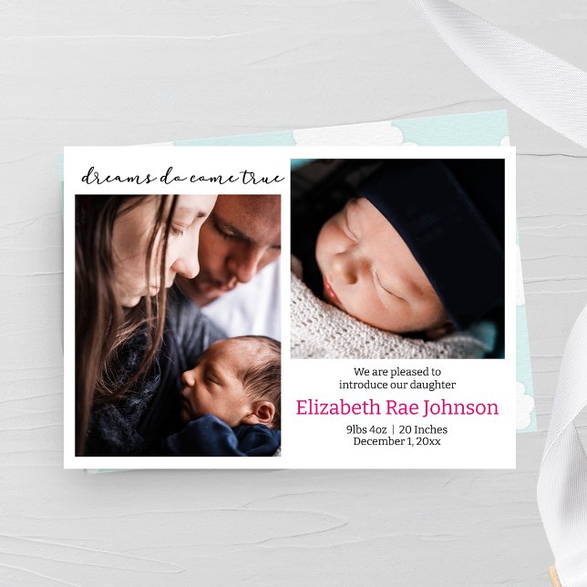 Dreams Come True Photo Baby Birth Announcement (Creator Uploaded)