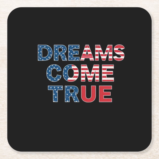 Dreams Come True  Square Paper Coaster (Front)