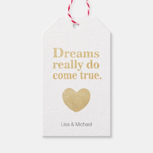 Dreams do come ture sweet heart personalized gift tags