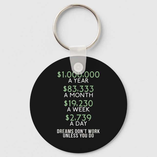 Dreams Dont Work Unless You Do Loving Money  Keychain (Front)