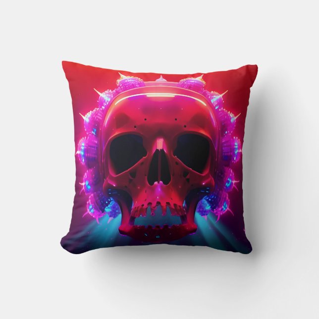 Dreams From the Skull Electric Throw Pillow (Front)