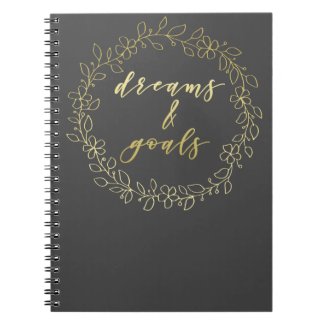 Dreams & goals - Gold Script Typography Notebook