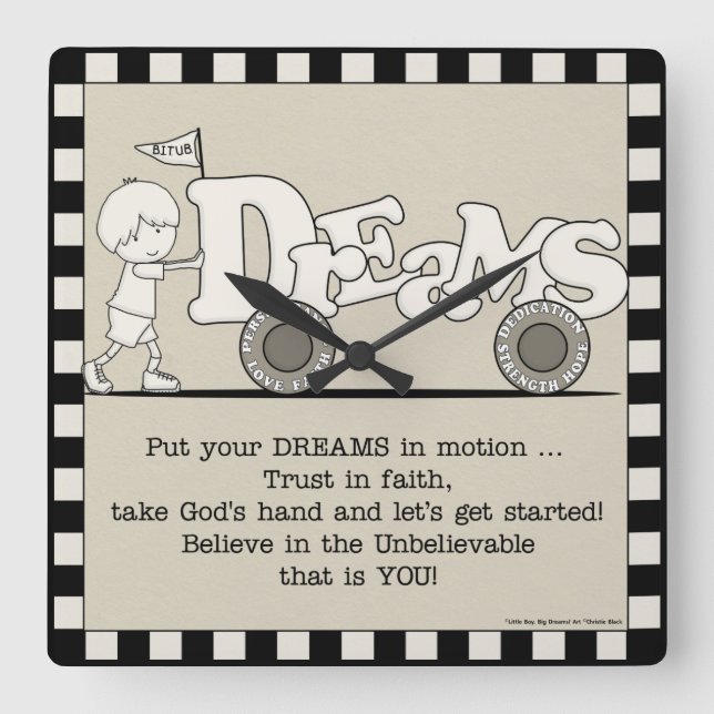 Dreams in Motion Square Wall Clock (Front)